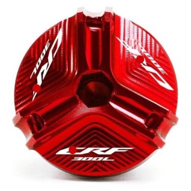 Imagem de Acessórios de motocicleta Tampa do reservatório de fluido de freio dianteiro e tampa de enchimento de óleo do motor compatível com CRF300L CRF 300 L CRF 300L 2021 2022 (tampa de óleo - vermelha)