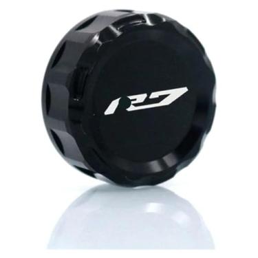 Imagem de Tampa do tanque de fluido do reservatório de freio de alumínio CNC, tampa do copo de óleo, acessórios de motocicleta compatíveis com Y&AMAHA YZF-R7 YZF R7 Y (preto)