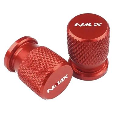 Imagem de 2 peças de alumínio CNC válvula de pneu tampa de porta de ar acessórios de motocicleta compatíveis com Y&AMAHA Nmax N-max 125 155 2017 2018 2019 2020-2023 (vermelho)