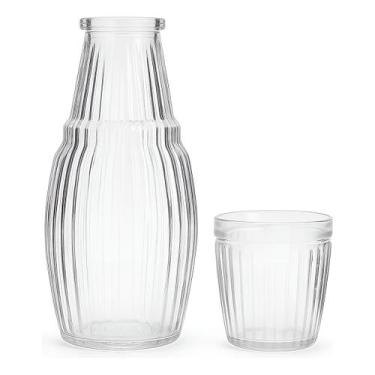 Imagem de Kit Jarra 1lt Moringa com Copo 200ml Vidro Água Suco - marca