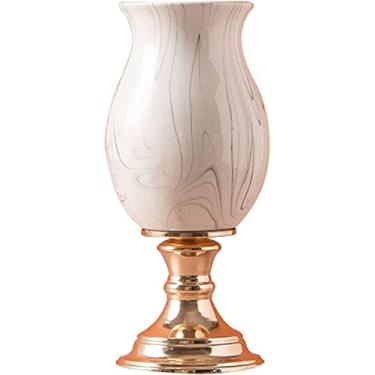 Imagem de LIFOND Vaso de flores, vaso de cerâmica, moderno, criativo, decoração de mesa, vaso de flores de 30 cm, vasos de arranjos de flores de porcelana grande, vasos de base de metal, vaso de flores