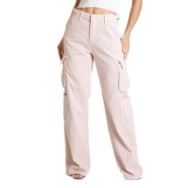 Imagem de Calça Sarja Sawary Wide Leg - 281588 - Salmao 38, Rosa, 38