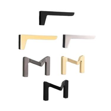 Imagem de CXYFQUUK Puxador de porta de armário com letra M/L puxadores de gaveta cinza dourado escovado puxadores de móveis ferragens de guarda-roupa 2 peças (M-preto-64 mm)