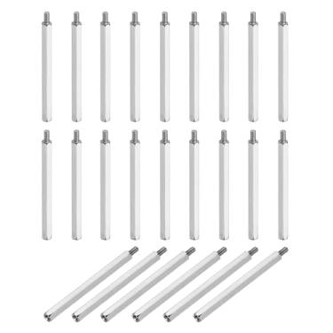 Imagem de PATIKIL 24 peças M3 x 55 mm + 6 mm macho fêmea hexagonal, espaçador de placa-mãe PCB de ferro niquelado para gabinetes de computador, placas de circuito, drone FPV, quadricóptero, prata