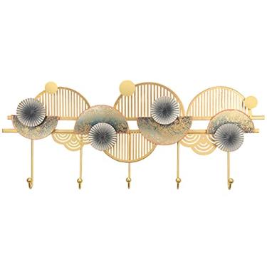Imagem de Cabide de metal antigo chinês para cabide de parede para quarto, sala de estar, corredor, cabide com 5 ganchos para porta