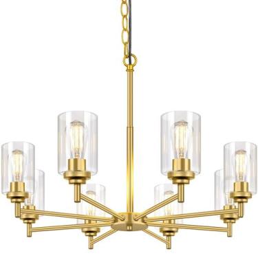 Imagem de Candelabro Sucolite 33,5" de 8 luzes Modern Farmhouse Gold