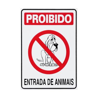 Imagem de Placa De Sinalização Proibido Entrada De Animais 15x20 Acesso - P-33 F9e