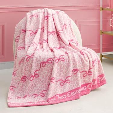 Imagem de Juicy Couture Cobertor de pelúcia icônico com laços de leopardo 127 x 178 cm, rosa - cobertores decorativos para sofás, mantas para cadeiras e camas