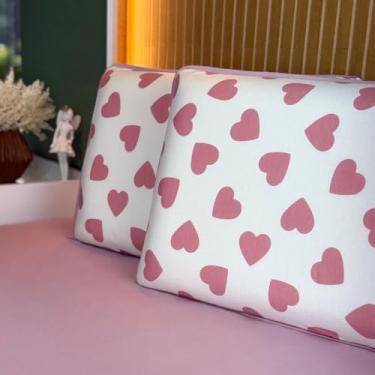 Imagem de Jogo de Lençol Cama 3 e 2 Peças Estamapados 100% Algodão com Elástico e Toque Macio (Casal, Love)