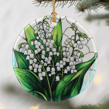 Imagem de Enfeite de flor de lírio do vale, enfeites de Natal: decorações de árvore de Natal, decoração de férias, enfeites de meias, ideias de presente, presente de Natal, presentes para amantes de flores e