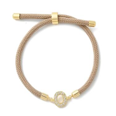 Imagem de Pulseira de amizade ajustável com letra inicial de latão micro pavê zircônia cúbica berloques joias para mulheres e homens pulseiras de cordão de nylon, presente para mulheres ou homens, 2.6 inch