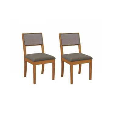 Imagem de Par De Cadeiras Em Madeira Maciça Kappesberg Lola Linha Mescla Chumbo 