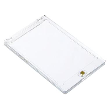 Imagem de Porta-cartão magnético, protetor de cartão de troca transparente de plástico rígido 35PT para cartão esportivo de beisebol, armazenamento de cartão padrão, dourado