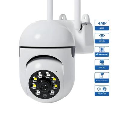 Imagem de Câmera De Vigilância PTZ Sem Fio 4MP Wifi Externa Com Rastreamento Hum