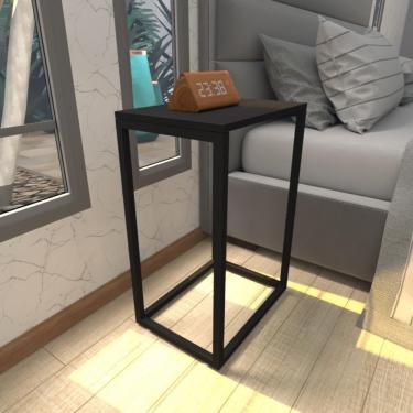 Imagem de Mesa De Cabeceira Industrial Preta Mdf Canto Quarto Mesas De Cabeceira Mesinha Cabeçeira Cabiceira