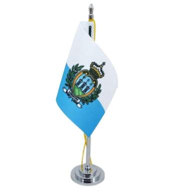 Imagem de Mini Bandeira De Mesa De San Marino Poliéster 15 Cm Mastro