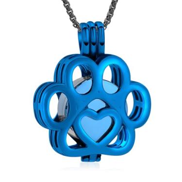 Imagem de Oinsi Joias de cremação para animais de estimação para cinzas para cães/gatos, pata de aço inoxidável, colar com medalhão, urna, medalhão, mini estojo, lembrança, joias de cremação, mulheres e homens