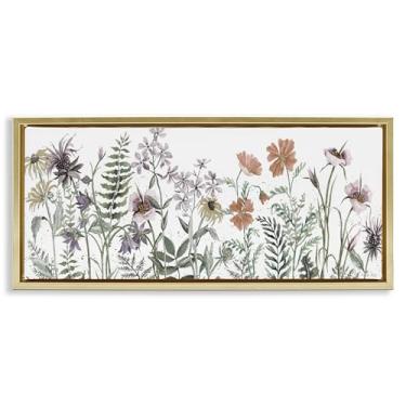 Imagem de Stupell Industries Lush Summer Botanicals Brown Framed Floater Canvas Wall Art, design por Cindy Jacobs, 14 x 31