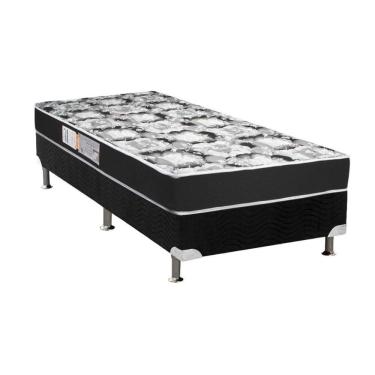 Imagem de Cama Box Solteiro: Colchão Espuma Luckspuma D28 Celebrity + Base Crc Suede Black(88X188)