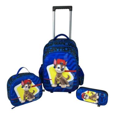Imagem de Kit Mochila Rodas 3 Peças - Patrulha Menino - Preto