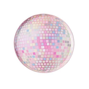Imagem de Bonjour Fete Pratos de bola de discoteca rosa | Pratos de sobremesa descartáveis | Artigos de festa premium | Aniversários Taylor Swift, formatura e celebrações temáticas dos anos 70 | Pacote com 8