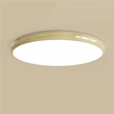 Imagem de WLHAZMWY Lâmpada de teto estilo creme luzes de teto planas luminária de LED luminária redonda embutida para quarto cozinha banheiro corredor 3 (cor creme, diâmetro - 30 cm)
