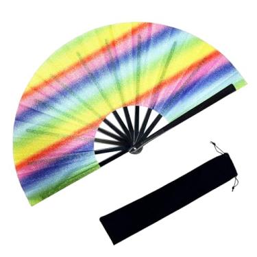 Imagem de LILISPAI Ventoinha dobrável grande com glitter de 33 cm para homens e mulheres dança linha portátil Clack Fan para festivais EDM festa música acessórios de roupa