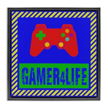Imagem de Stupell Industries Arte de parede em tela flutuante emoldurada preta Gamer 4 Life, design de Marcus Prime, 63 x 63 cm