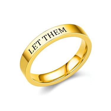 Imagem de Let Them Rings for Women Self Worth Anel motivacional anel inspirador anel de aço inoxidável anéis de amizade presente joias, Medium, Latão, Sem pedra preciosa