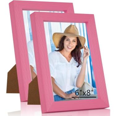 Imagem de WTAQR Porta-retrato de 15 x 20 cm para pendurar na parede ou na mesa, montagem horizontal ou vertical, moldura com acrílico HD para fotos, pôsteres e impressões de arte, rosa cereja, moldura, pacote