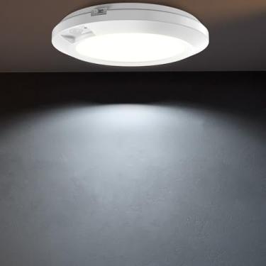 Imagem de APCENS Luz de teto com sensor de movimento de 16,3 cm, alimentada por bateria, iluminação interna LED branca 6000K para armário, escada, corredor e despensa - 1 pacote