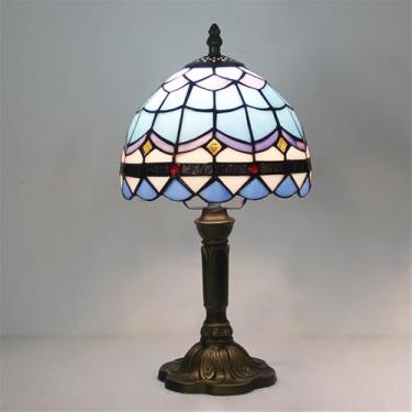 Imagem de Luminária de mesa vintage americana com LED, personalizada e criativa, para sala de estar, escritório, quarto infantil, casa de campo ou hotel, com vidro colorido (Estilo 4)