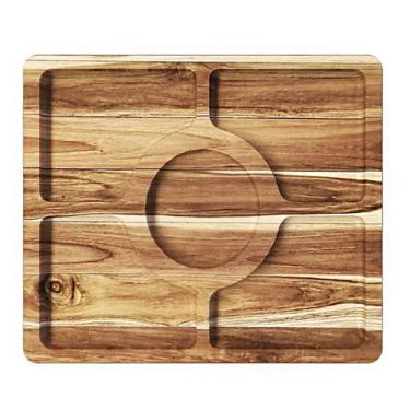 Imagem de Petisqueira Madeira Teca 5 Divisórias Petiscos Churrasco