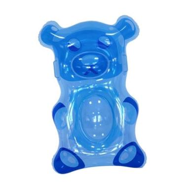 Imagem de Vaveren Boia inflável em formato de ursinho de goma para piscina, brinquedo divertido para piscina, prancha de surfe inflável infantil para festas, diversão, Azul