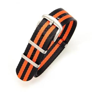 Imagem de hengfento2 Pulseira de relógio G10 de substituição para Omega Premium Nylon balístico militar Raf costurado Bond Iw 20 mm (listra preta laranja)