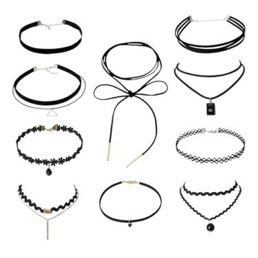 Imagem de Colar gargantilha preta para mulheres, acessórios de festa de Halloween, cosplay, colar gargantilha de veludo preto, joia gótica, One Size, Veludo, renda, Sem Pedra Preciosa