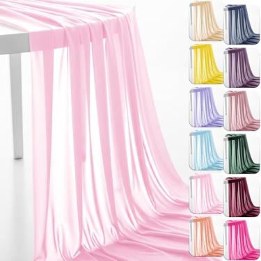 Imagem de Tecido de chiffon de 152 cm da The Yard Tecido transparente pré-cortado para arco de casamento tecido drapeado cortina cachecol decoração de pano de fundo de festa decoração de teto (rosa bebê, 5