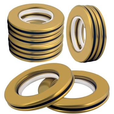 Imagem de Ailejia Ilhós de cortina de aço inoxidável dourados anéis grandes redondos de metal diâmetro interno 1-9/16" (4 cm) anel romano silêncio DIY ilhós para cortinas drapeado ilhós (12, dourado)