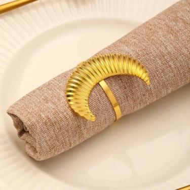 Imagem de 1 peça O anel de guardanapo da lua é usado para decoração de mesa, restaurantes de luxo e uso doméstico, suprimentos de festa da moda e decoração de mesa de casamento (ouro)