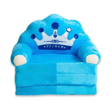 Imagem de Squirix Cadeira dobrável infantil – Ursinho de pelúcia dobrável para crianças – Sofá infantil macio para meninas – Mobiliário infantil leve lavável para quarto, sala de jogos ou viagens (azul)