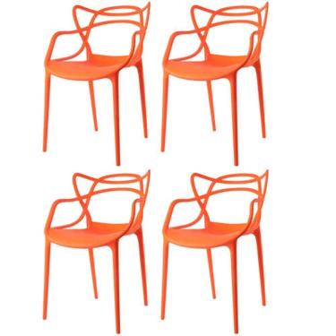 Imagem de Kit Com 4 Cadeiras Aviv Estrutura Em Polipropileno Fratini Laranja