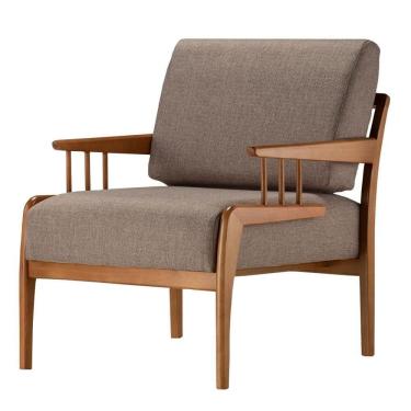 Imagem de Poltrona Com Braço Pinau Ozki 70 Cm (largura) Madeira Eucalipto Cedro Tecido Verde C