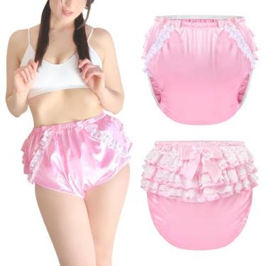 Imagem de Capa de fraldas para adultos Littleforbig Pretty em cetim rosa