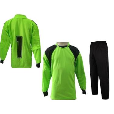 Imagem de Kit para Goleiro Infantil Camisa E Calça Acolchoada - TRB, Limão, Pret