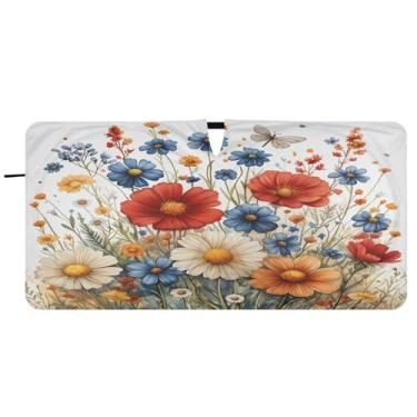 Imagem de Blueangle Sombra solar para para-brisa de ervas e flores coloridas - 149,9 cm x 76,2 cm dobrável para janela dianteira do carro bloqueia raios UV viseira de sol (542)