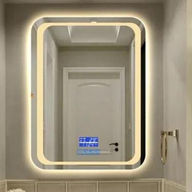 Imagem de Espelho LED Duplo com Relógio e Touch Screen - Iluminação Ajustável - 