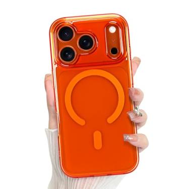 Imagem de Bonoma Capa para iPhone 17 Pro, traseira cristalina, suporte magnético para capa à prova de choque MagSafe, proteção de alta qualidade para capa de telefone - laranja