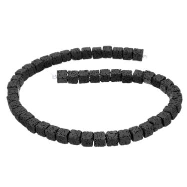 Imagem de Generic Contas de pedra vulcânica preta para fabricação de joias 8 mm difusor de óleo essencial contas de pedra, quadradas, 47 peças