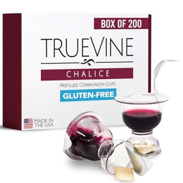 Imagem de TrueVine Chalice Gluten Free Prefilled Communion Cups and Wafer Set, Gluten Free Bread & Juice, Easy-Open Communion (200 Count (Pack of 1))