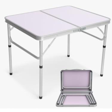 Imagem de Mesa Dobrável Portátil - Opções de Tamanho 90x60cm/60x45cm, Alumínio Vira Maleta, Resistente e Prática para Camping, Churrasco ou Festasl (90X60)